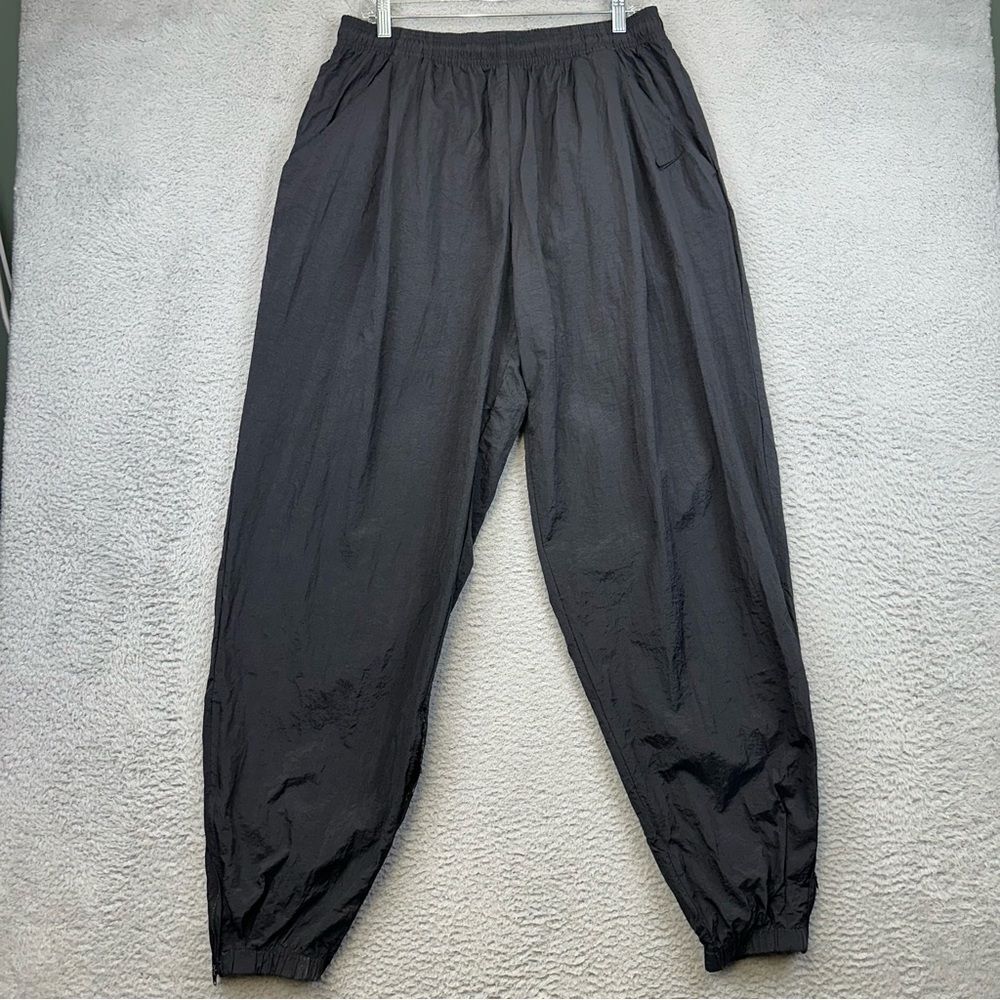 Vintage Nike Swooshy Pants Mens XXL Black Nylon Elastic Waist Joggers Activewear